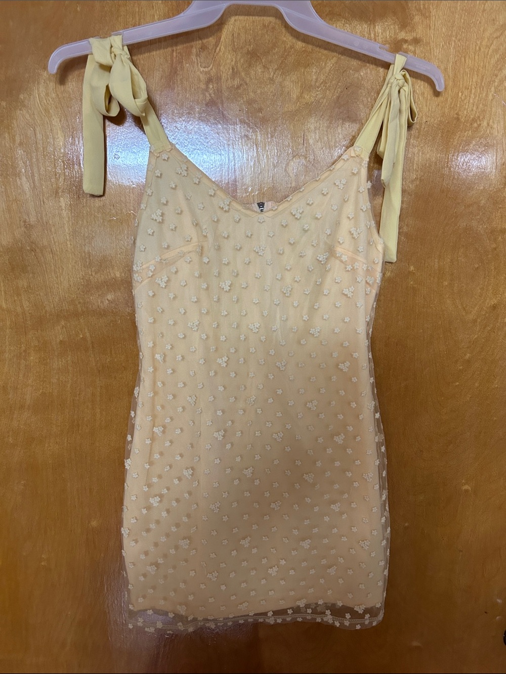 Blue Rain Pale Yellow Floral Tie-Shoulder Mini Dress